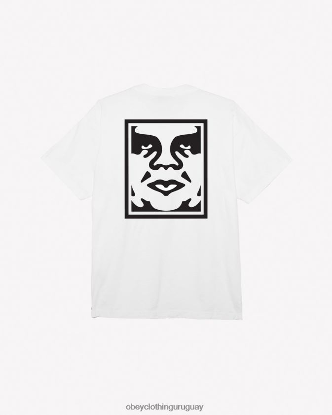 OBEY blanco hombres camiseta gruesa con icono en negrita 28XT8J282