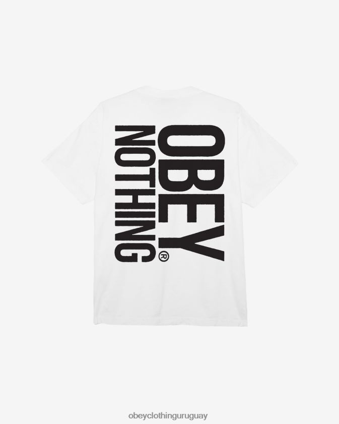 OBEY blanco hombres camiseta nada pesada 28XT8J392
