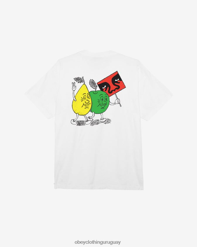 OBEY blanco hombres camiseta pesada de protesta pacífica 28XT8J380