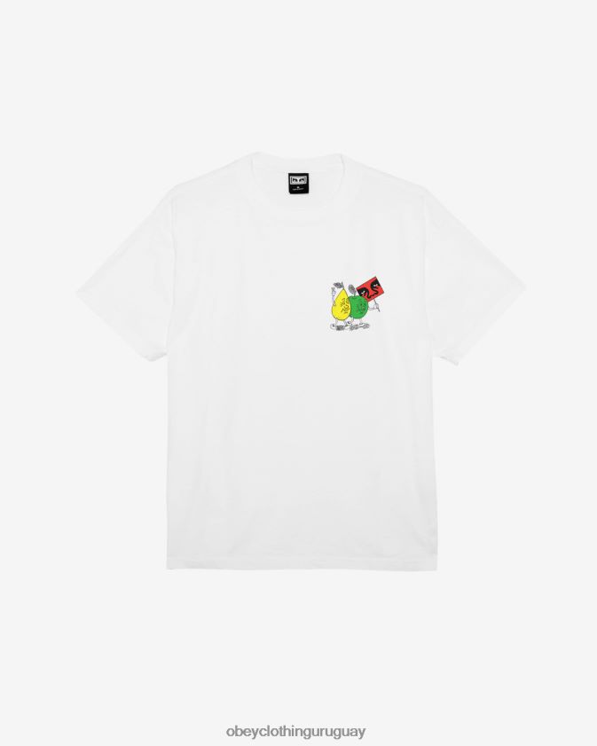 OBEY blanco hombres camiseta pesada de protesta pacífica 28XT8J380