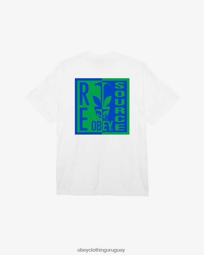 OBEY blanco hombres camiseta re source de peso pesado 28XT8J401