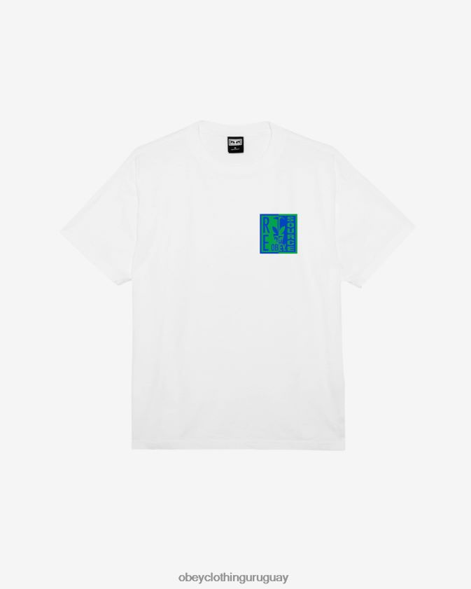 OBEY blanco hombres camiseta re source de peso pesado 28XT8J401