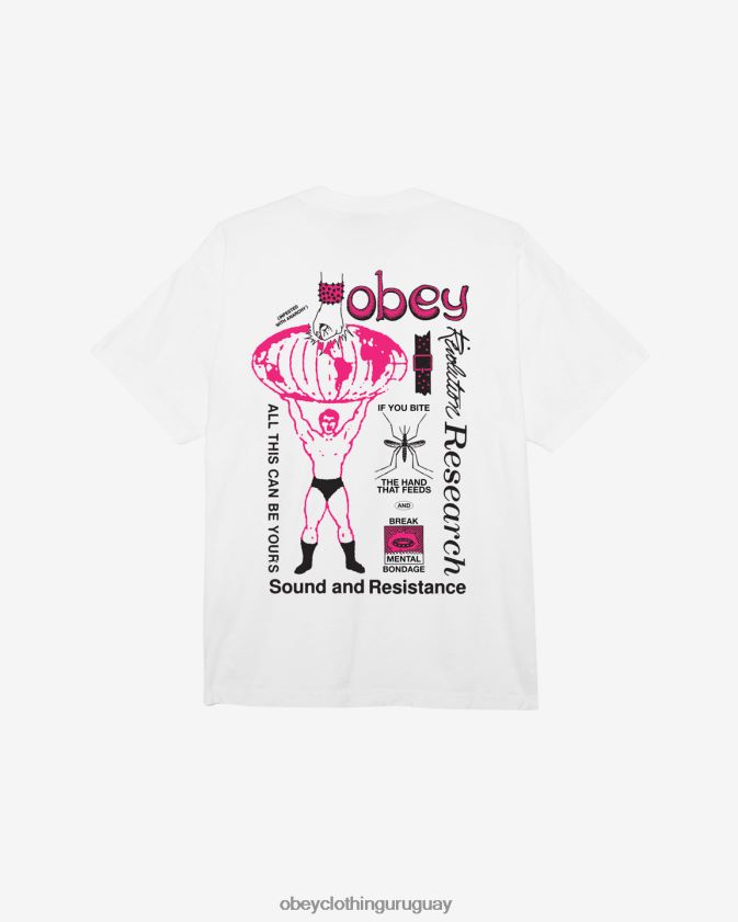 OBEY blanco hombres romper la esclavitud mental camiseta pesada 28XT8J394