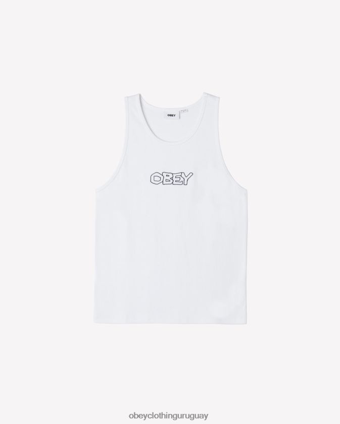 OBEY blanco hombres tanque de costillas traza 28XT8J124