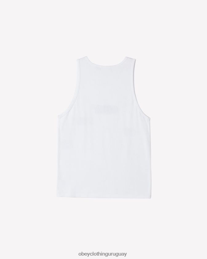 OBEY blanco hombres tanque de costillas traza 28XT8J124