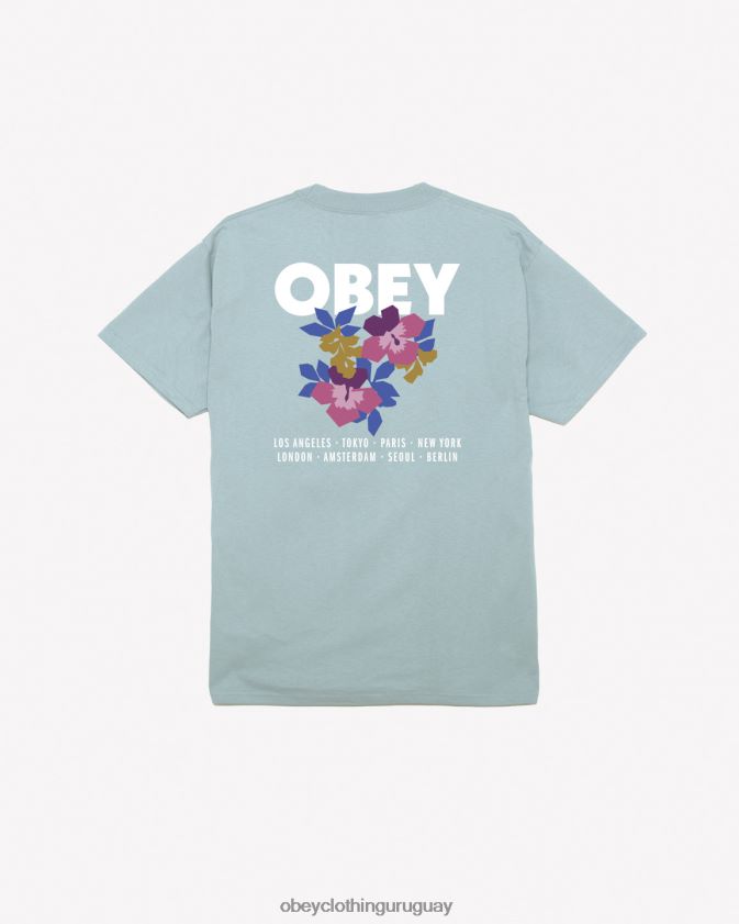 OBEY buen gris hombres camiseta clásica con jardín floral 28XT8J289