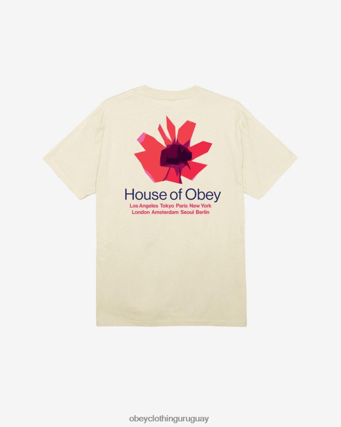 OBEY crema hombres camiseta clásica de la casa de flores 28XT8J308