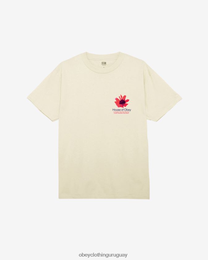 OBEY crema hombres camiseta clásica de la casa de flores 28XT8J308