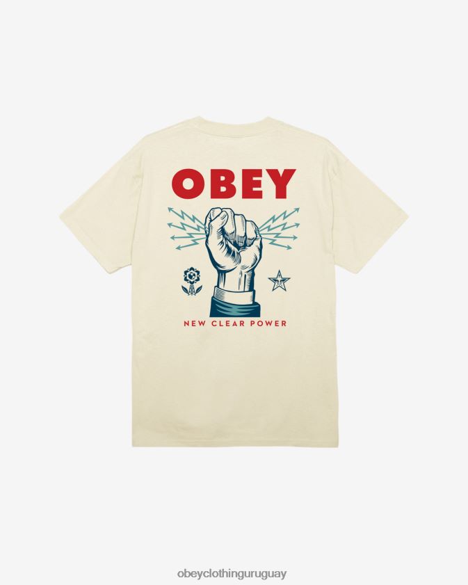 OBEY crema hombres nueva camiseta clásica clear power 28XT8J323