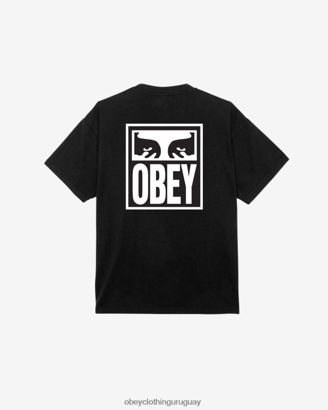 OBEY negro azabache hombres camiseta de peso pesado Eyes Icon II 28XT8J271