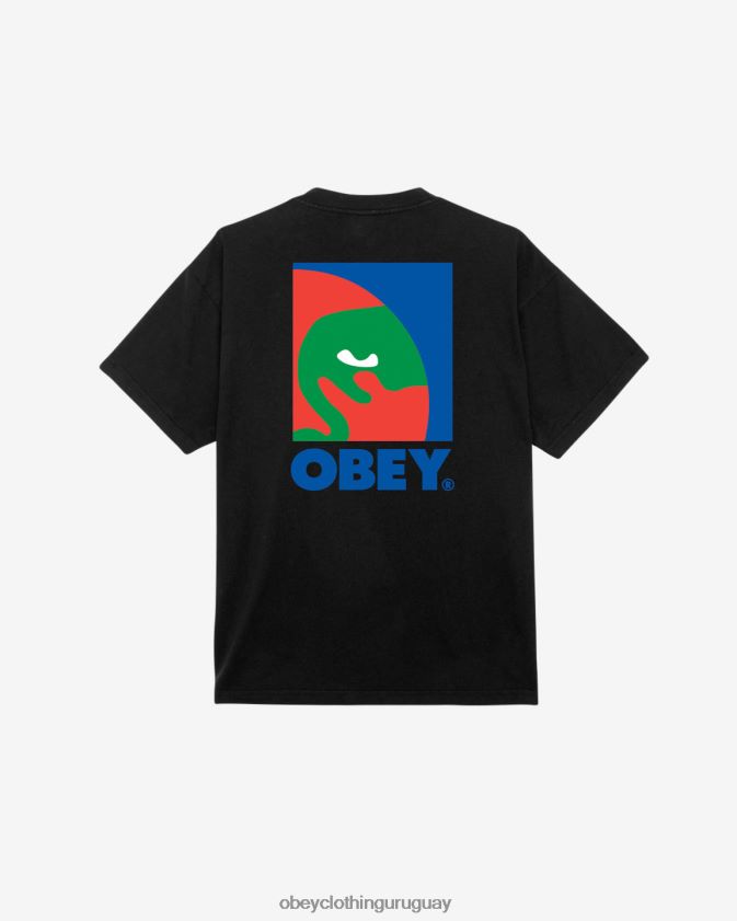 OBEY negro azabache hombres camiseta gruesa con icono circular 28XT8J377