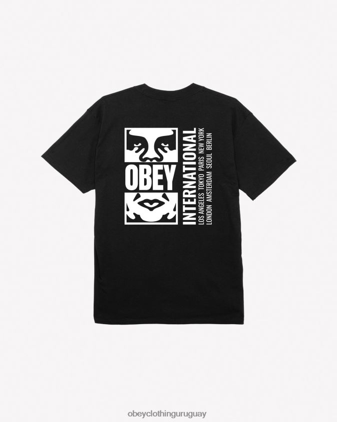 OBEY negro hombres camiseta clásica con icono dividido 28XT8J299