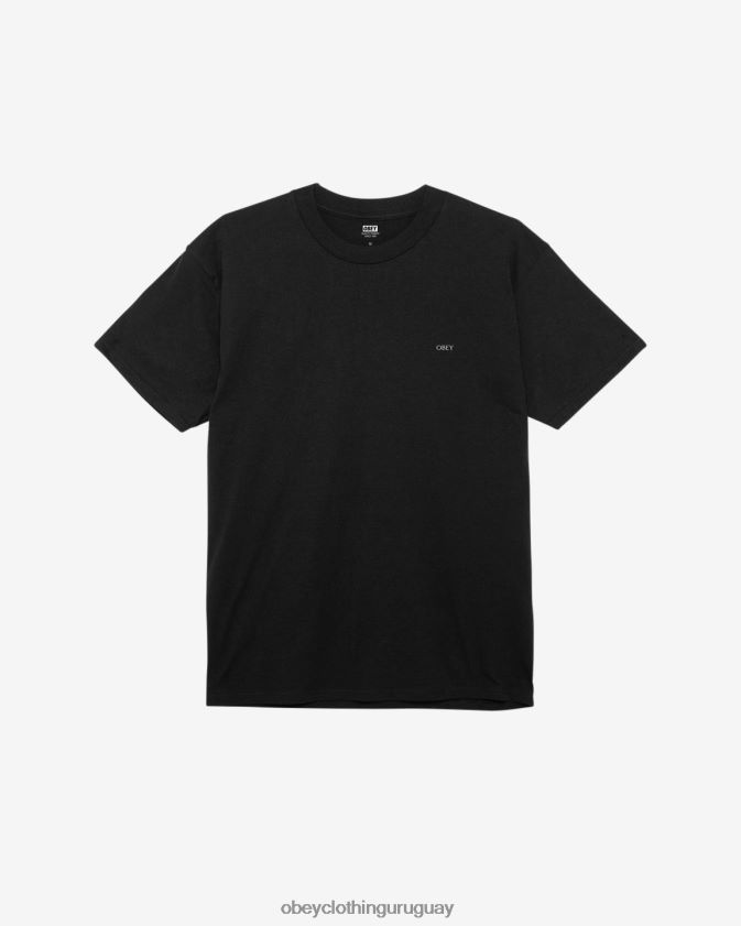 OBEY negro hombres camiseta clásica con icono rasgado 28XT8J327