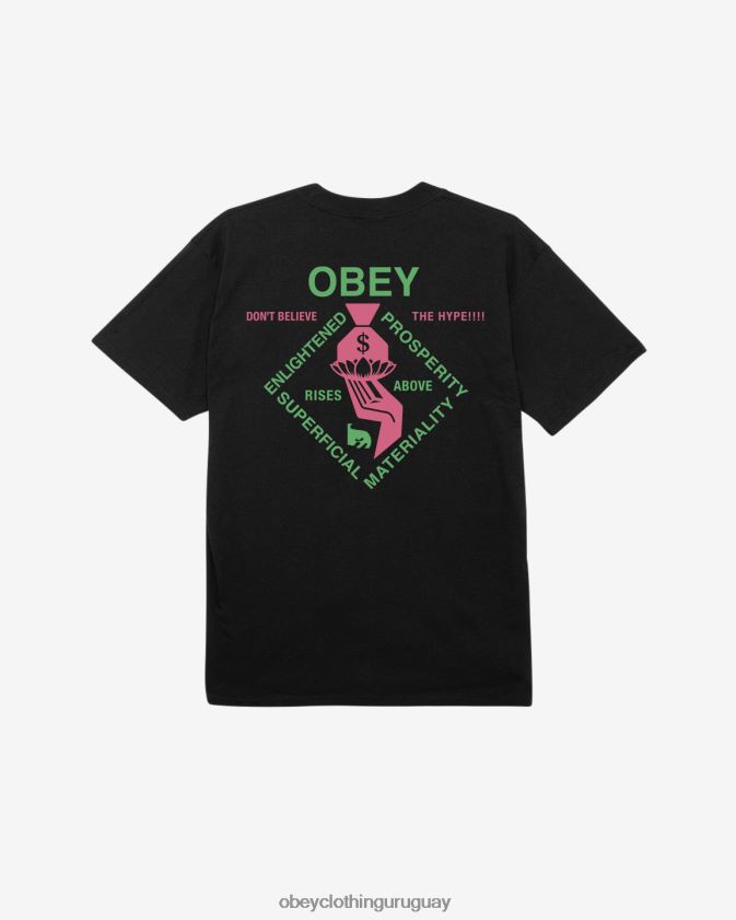 OBEY negro hombres camiseta clásica espiritualmente rica 28XT8J335