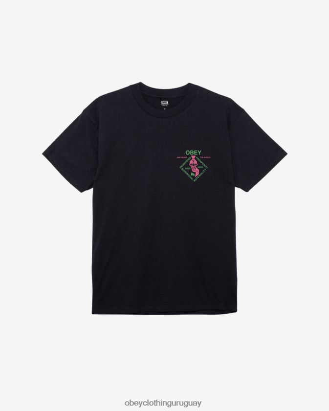 OBEY negro hombres camiseta clásica espiritualmente rica 28XT8J335