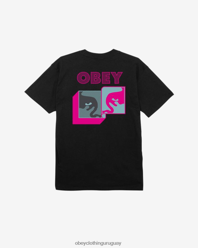 OBEY negro hombres camiseta clásica postmoderna 28XT8J329