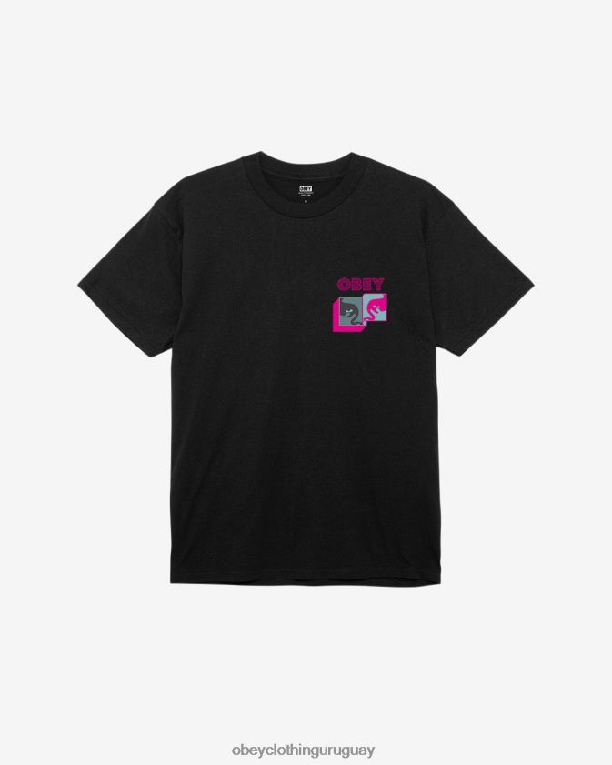 OBEY negro hombres camiseta clásica postmoderna 28XT8J329