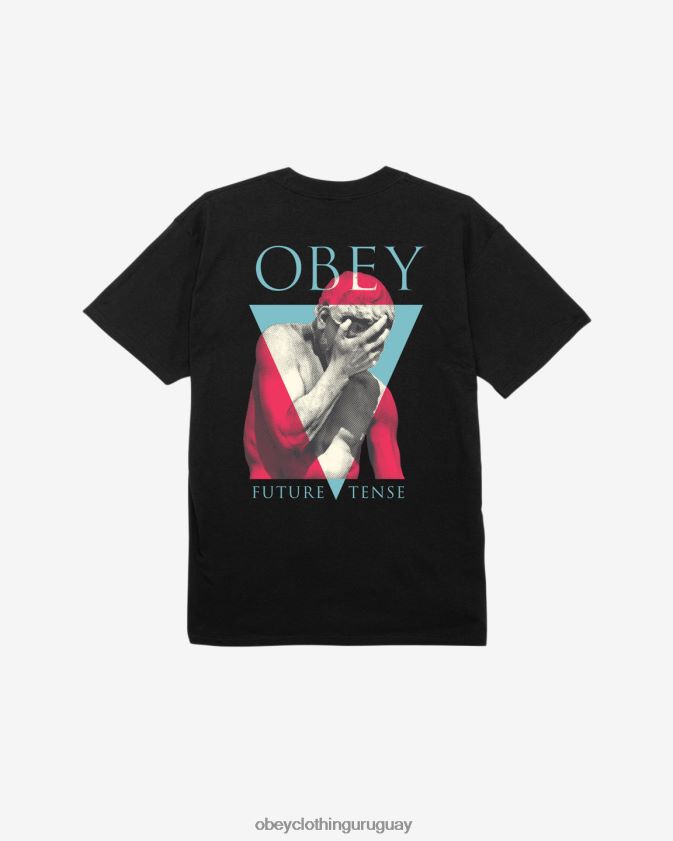 OBEY negro hombres camiseta clásica tiempo futuro 28XT8J340