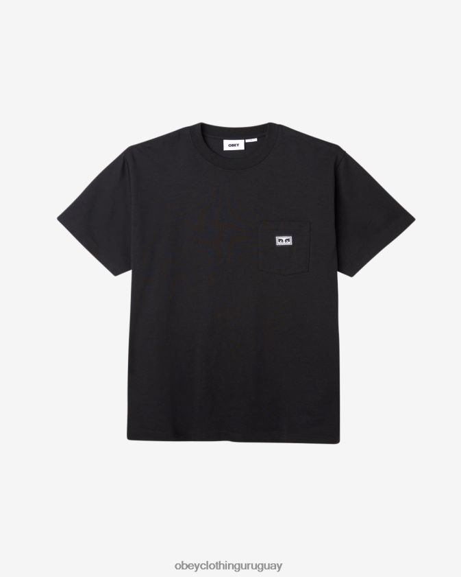 OBEY negro hombres camiseta con bolsillo y ojos de est. works 28XT8J100