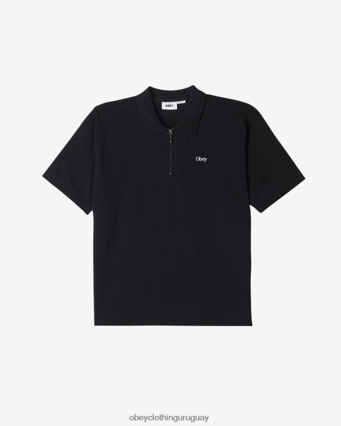 OBEY negro hombres polo con cremallera de escape 28XT8J115