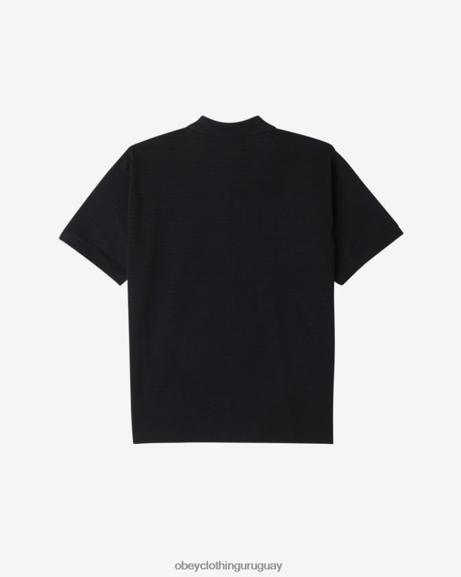 OBEY negro hombres polo con cremallera de escape 28XT8J115