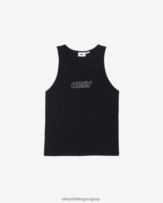 OBEY negro hombres tanque de costillas traza 28XT8J123