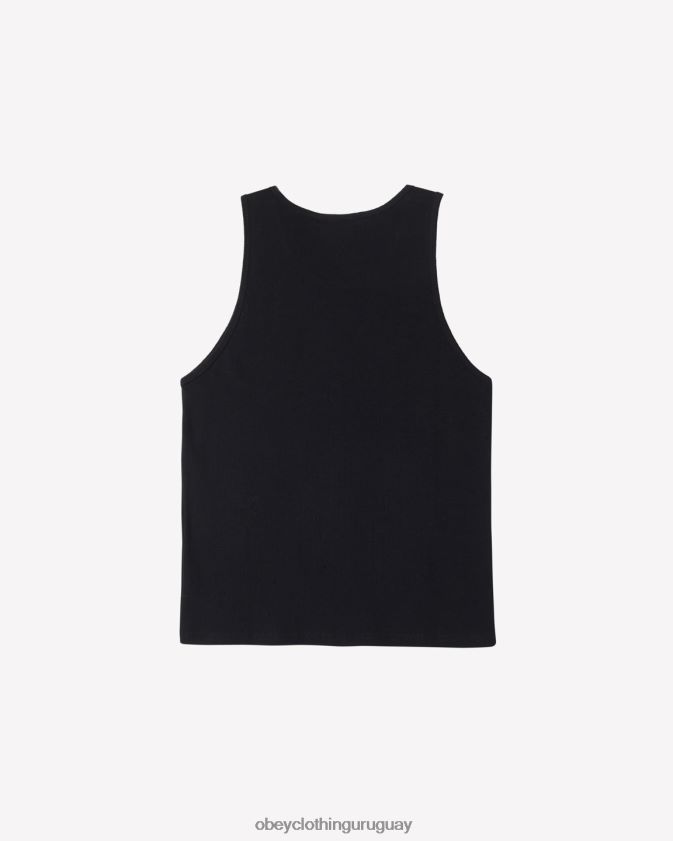 OBEY negro hombres tanque de costillas traza 28XT8J123