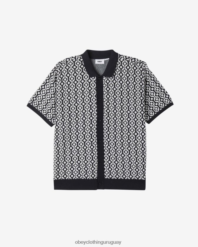 OBEY negro múltiple hombres polo con botón testamento en la parte delantera 28XT8J117