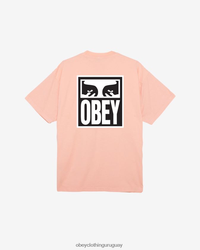 OBEY parfait de durazno hombres camiseta de peso pesado Eyes Icon II 28XT8J272