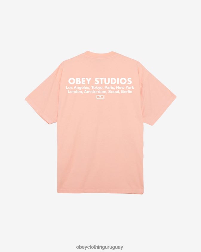 OBEY parfait de durazno hombres camiseta pesada Studios Eye 28XT8J388