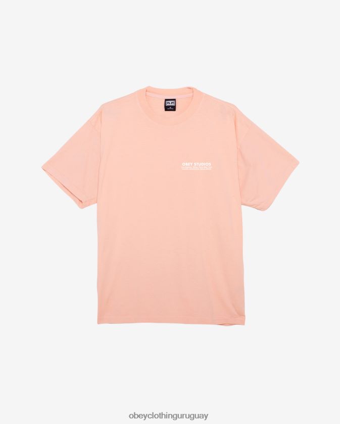 OBEY parfait de durazno hombres camiseta pesada Studios Eye 28XT8J388