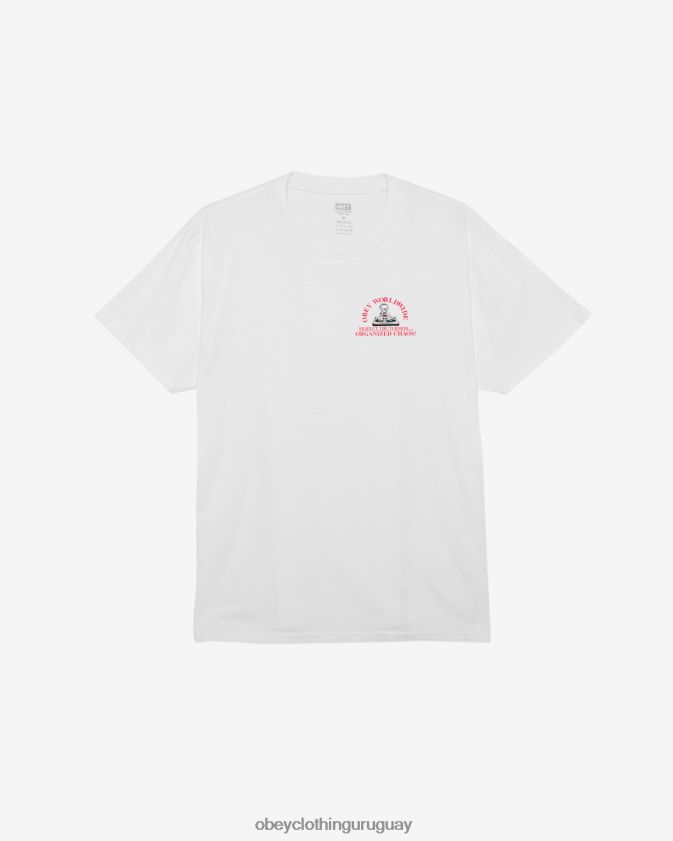 OBEY pigmento blanco vintage hombres Camiseta con pigmento del caos organizado. 28XT8J362