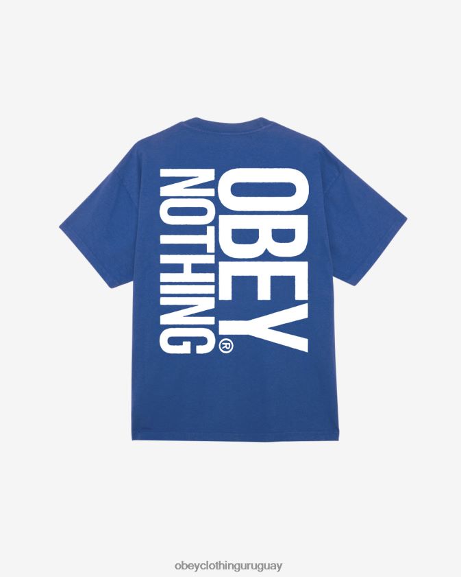 OBEY surf azul hombres camiseta nada pesada 28XT8J390