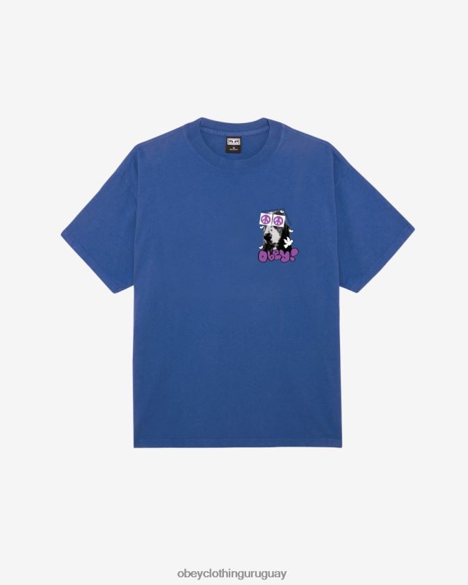 OBEY surf azul hombres camiseta pesada ojos de paz 28XT8J403