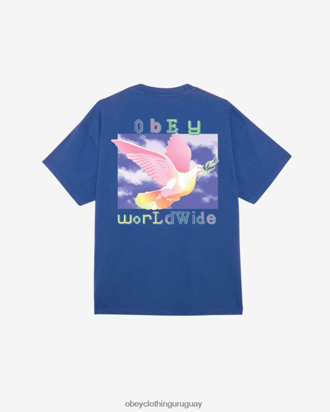 OBEY surf azul hombres camiseta pesada paloma de la paz 28XT8J385
