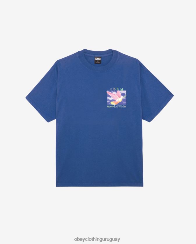OBEY surf azul hombres camiseta pesada paloma de la paz 28XT8J385