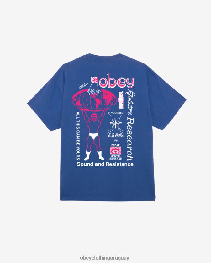OBEY surf azul hombres romper la esclavitud mental camiseta pesada 28XT8J393