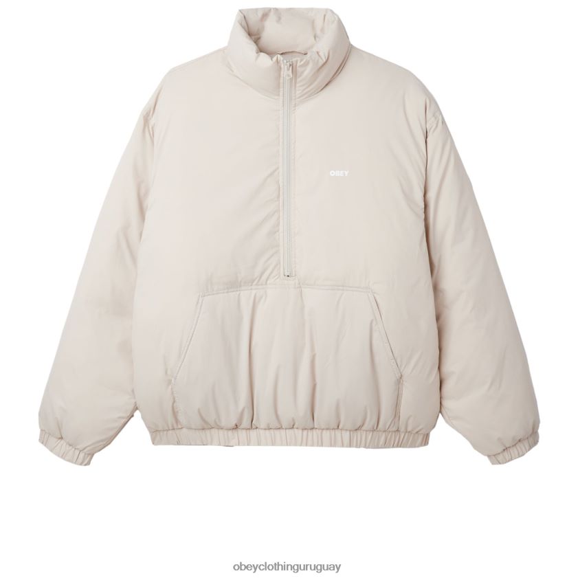 OBEY Gris plateado hombres anorak con cuello alto de estudio 28XT8J818