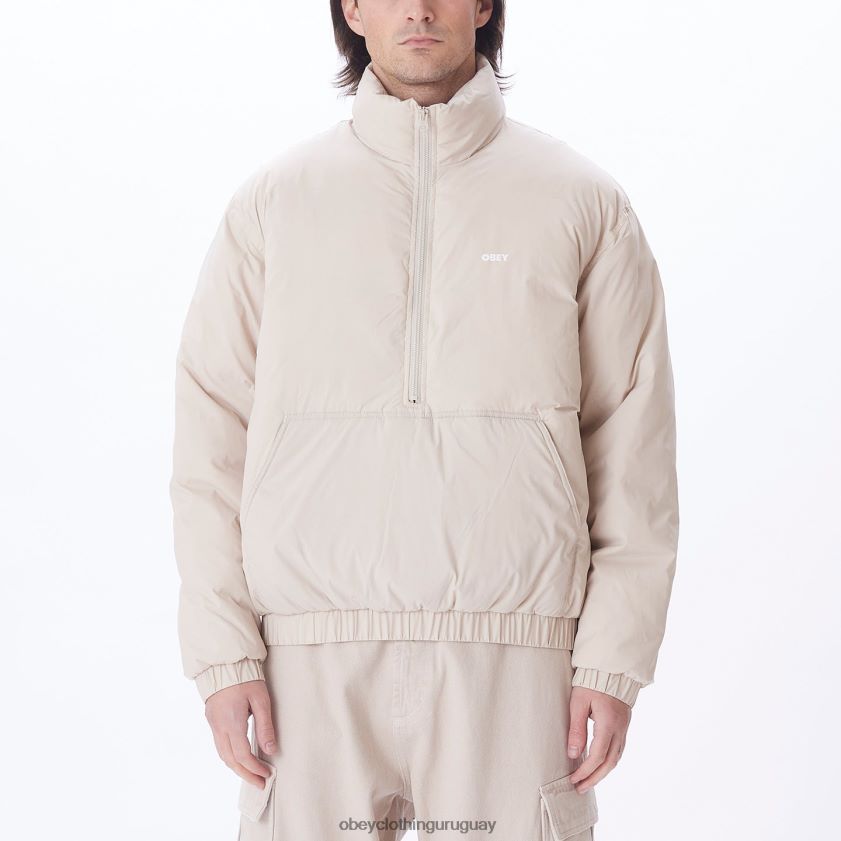 OBEY Gris plateado hombres anorak con cuello alto de estudio 28XT8J818