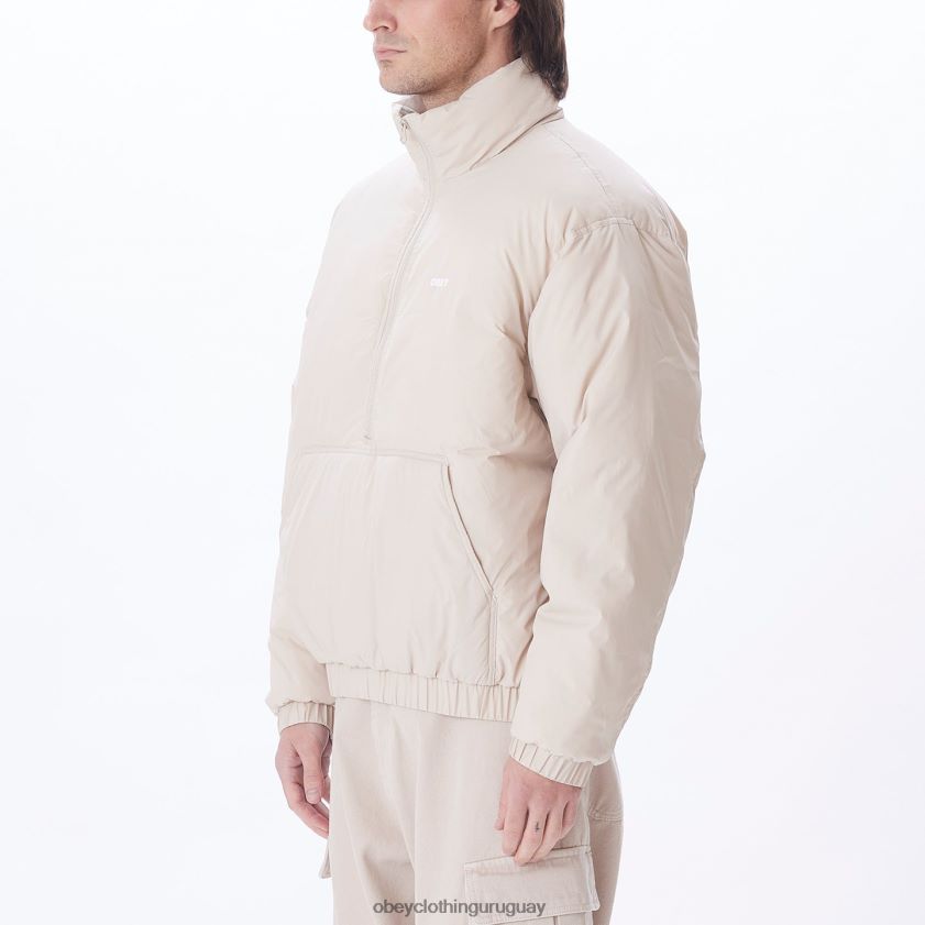 OBEY Gris plateado hombres anorak con cuello alto de estudio 28XT8J818
