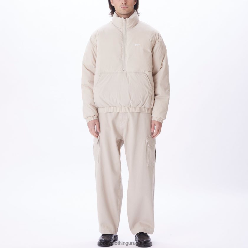 OBEY Gris plateado hombres anorak con cuello alto de estudio 28XT8J818