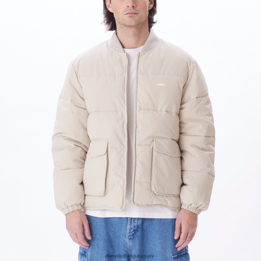 OBEY Gris plateado hombres chaqueta charlie 28XT8J824