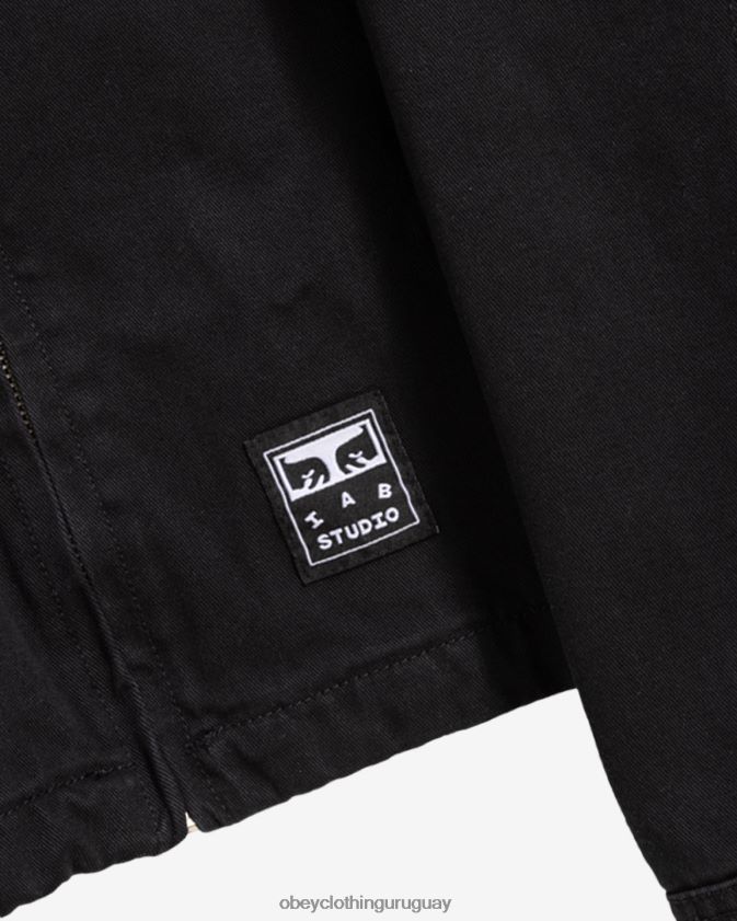 OBEY antracita hombres chaqueta con cremallera y póster 28XT8J259