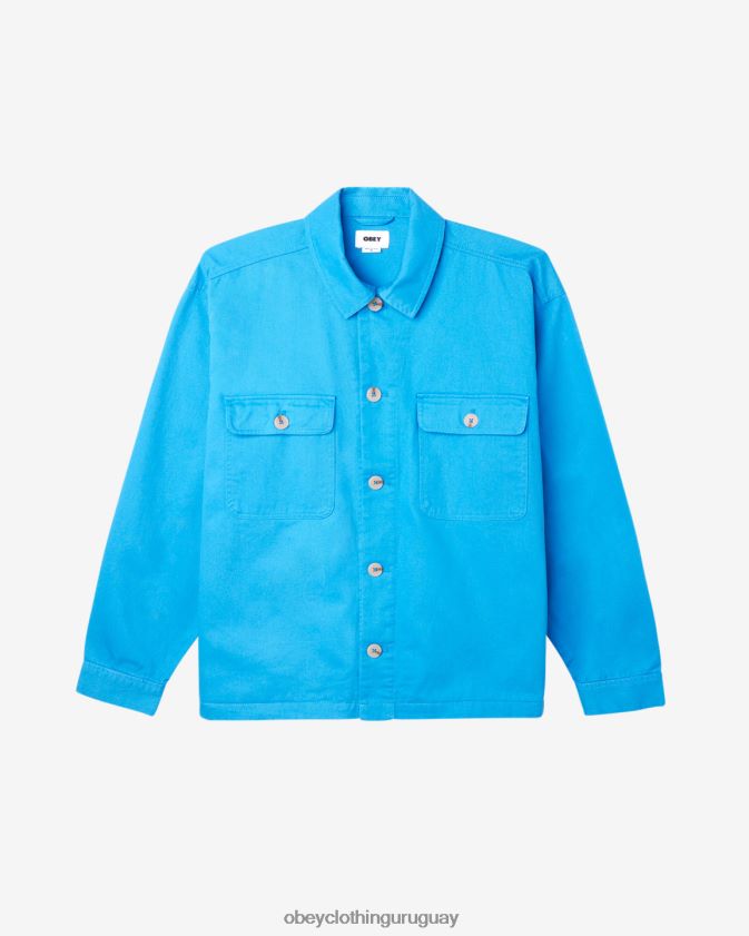 OBEY azul francés hombres chaqueta de camisa de tarde 28XT8J243