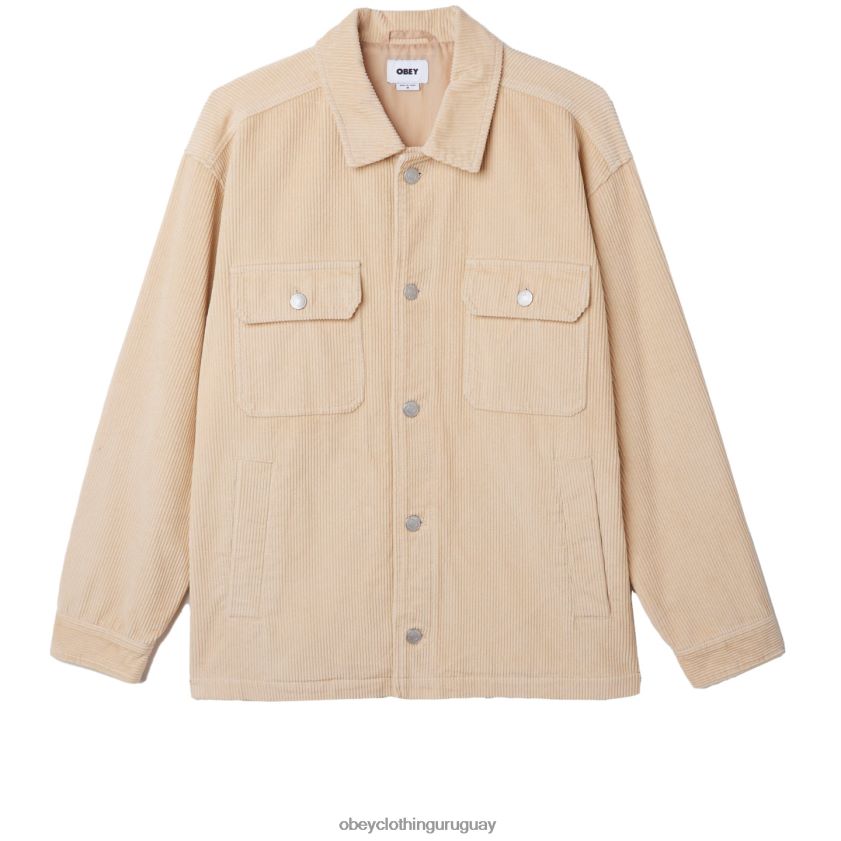 OBEY crema irlandesa hombres chaqueta estilo camisa de pana benny 28XT8J749