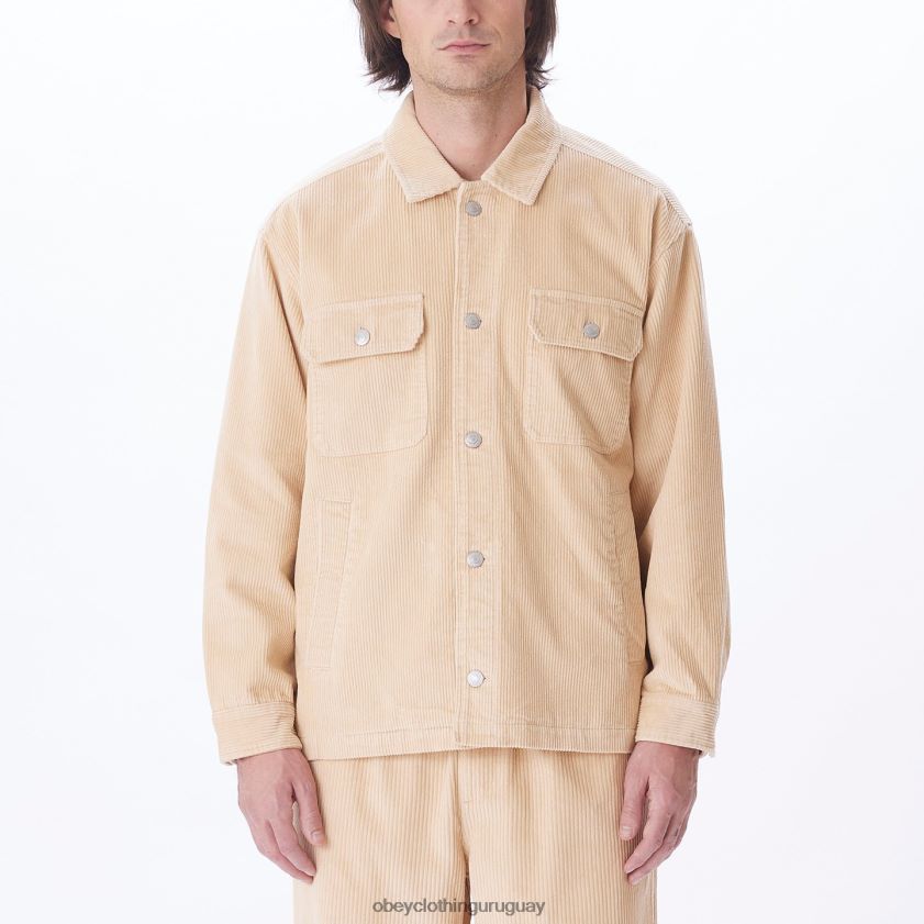 OBEY crema irlandesa hombres chaqueta estilo camisa de pana benny 28XT8J749