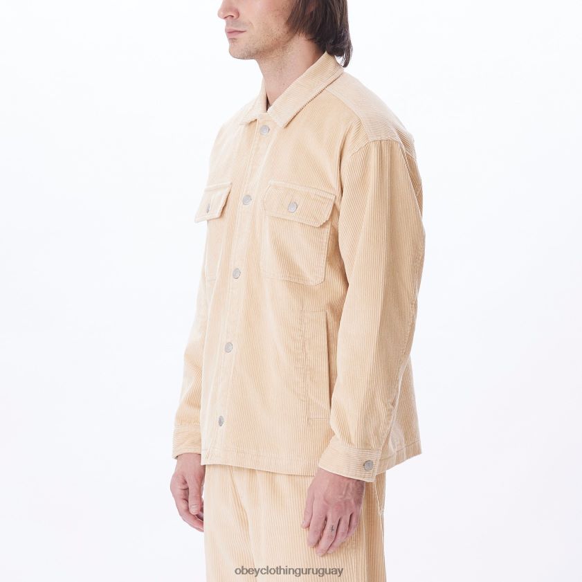 OBEY crema irlandesa hombres chaqueta estilo camisa de pana benny 28XT8J749