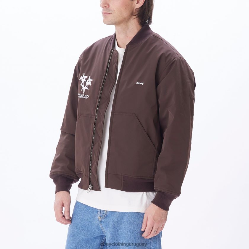 OBEY java marrón hombres chaqueta bomber autopista de peaje 28XT8J833