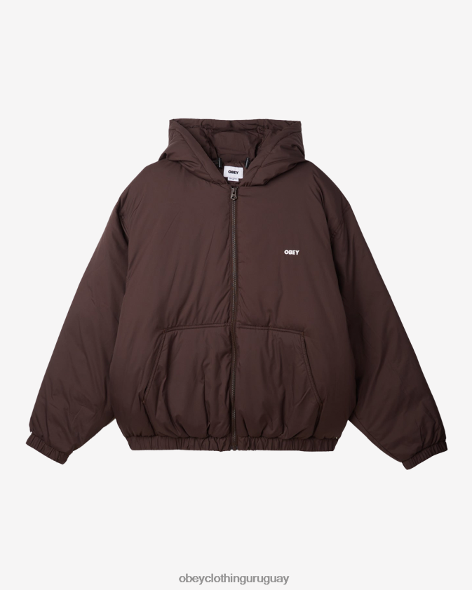 OBEY java marrón hombres chaqueta con capucha retirada 28XT8J816