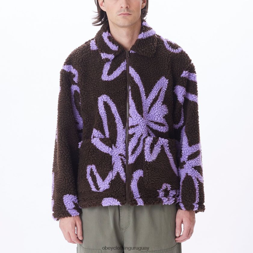 OBEY java marrón multi hombres porciones chaqueta sherpa 28XT8J828